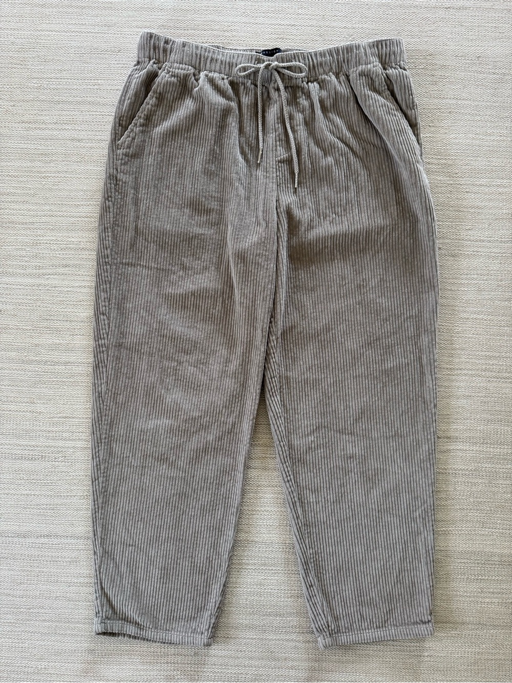 Asos Design grey relaxed baggy corduroy pants elastic waist pockets women’s L